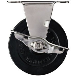 ハンマー ステンレス製プレート式キャスター 固定(ストッパー付) 車輪径100mm ゴム車輪 Eシリーズ 315ERR100 金物 建築資材 キャスター ステンレスキャスター(代引不可)