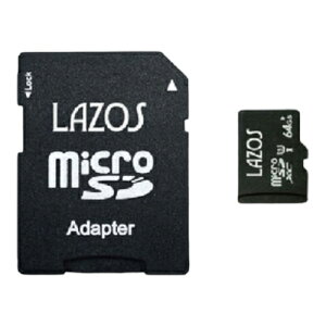 y20Zbgz Lazos microSDXC[J[h 64GB UHS-I U3 CLASS10 pbP[W L-B64MSD10-U3X20(s)yz