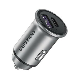 VENTION �J�[�`���[�W���[ 2-Port USB-A + USB-C 30W/30W �O���[ FF-8890 �����Ɠd(����s��)