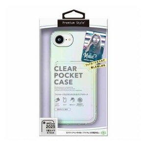 PGA iPhone 16e�p �N���A�|�P�b�g�P�[�X �ʐ^��X�e�b�J�[��w�ʂ̃|�P�b�g�ɓ���ăA�����W�\ �I�[���� PG-25KCTP02AR(����s��)