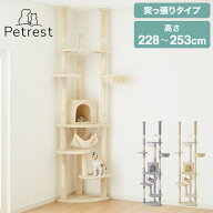 キャットタワー つっぱり 突っ張り 高さ228~253cm ハンモック付 宇宙船付き 隠れ家 ハウス 爪とぎ 大型 …
