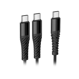 �y10�{�Z�b�g�z hoco. X123 2 in1Type-C�P�[�u�� USB-C�@��2�䓯���[�d �f�X�N����E���s��ł��g���� X123-CCC-BKX10