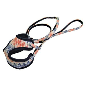 (まとめ)岡野製作所 シェブロンソフトハーネスリード 3S ネイビー 犬具/リード 【×2セット】