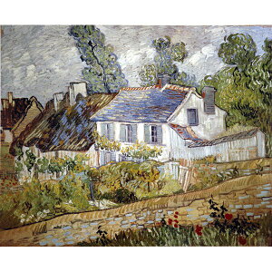 世界の名画シリーズ、プリハード複製画 ヴィンセント・ヴァン・ゴッホ作 「オーヴェールの家々」(額縁付)【代引不可】