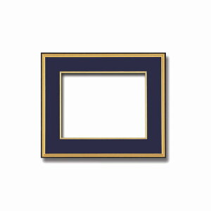 【和額】黒い縁に金色フレーム　日本画額　色紙額　木製フレーム　■黒金　色紙F4サイズ(333×242mm)　紺 (代引不可)