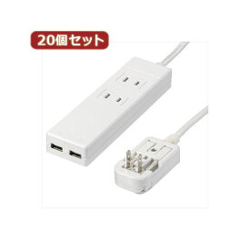 YAZAWA 20個セット 海外用マルチ変換タップ2個口USB2ポート HPM6AC2USB2WHX20 (代引不可)