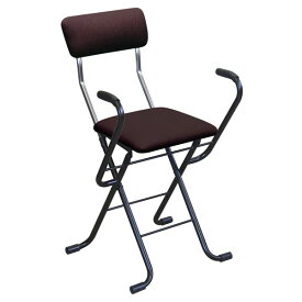 折りたたみ椅子 【2脚セット ブラウン×ブラック】 幅46cm 日本製 スチール 『Jメッシュアームチェア』 (代引不可)