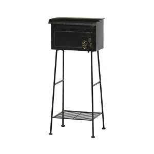 ポスト 郵便受け 幅425mm 横型 ローズ ブラック スチール 棚付き ガーデン 玄関 エントランス 入口 店舗 お店 (代引不可)