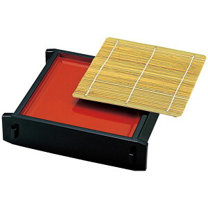 角セイロ/蕎麦ざる 【黒内朱 竹ス付 底板付 A】 225×208×59mm 日本製 〔和食 レストラン 店舗 お店〕 (代引不可)