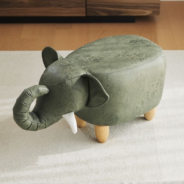 アニマルモチーフのスツール Elephant（エレファント）カーキ | リコメン堂ホームライフ館