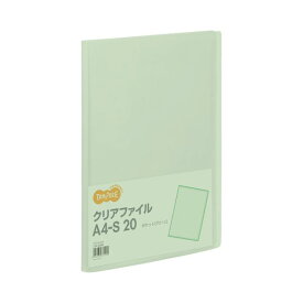 (まとめ) TANOSEE クリアファイル A4タテ 20ポケット 背幅14mm グリーン 1冊 【×100セット】