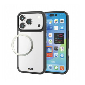 エレコム ELECOM iPhone 17 Pro ケース ハイブリッド D3O(R) 超衝撃保護 磁気吸着対応メタルステッカー付 ストラップホール付 ブラック PM-A25CD3OFCBK(代引不可)【メール便配送】【送料無料】