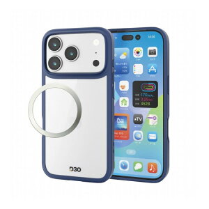 エレコム ELECOM iPhone 17 Pro ケース ハイブリッド D3O(R) 超衝撃保護 磁気吸着対応メタルステッカー付 ストラップホール付 ネイビー PM-A25CD3OFCNV(代引不可)【メール便配送】【送料無料】