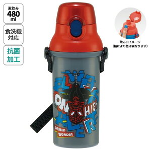 スケーター 銀イオン抗菌 食洗器対応 直飲み 水筒 プラボトル 480ml SPIDERCOMI PSB5SANAG キャラクター かわいい 可愛い Skater