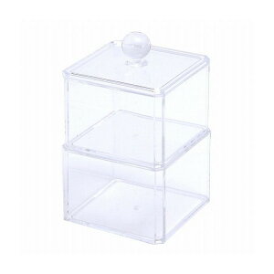 PSコスメ収納 蓋つき小物入れ2段 W95×D95×H160mm PS おしゃれ(代引不可)【送料無料】