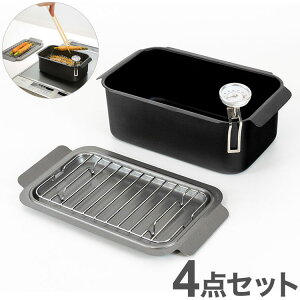 角型揚げ鍋 IH対応 アミ・蓋・温度計付き 天ぷら鍋 角型 スクエア スリム コンパクト 四角型 ミニ 揚げ鍋 天ぷら 揚げ物 串揚げ フタ無し 料理 キッチン ポコフリット RB-2701 和平フレイズ【送