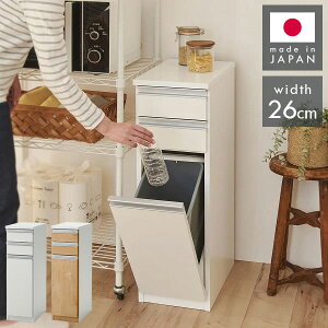 ゴミ箱 隠す収納 キッチンカウンター 1分別 蓋が自動開閉 スライドレール付き完成品 日本製 ペールワゴン ペールストッカー ダストボックス レンジ台 レンジラック(代引不可)【送料無料】