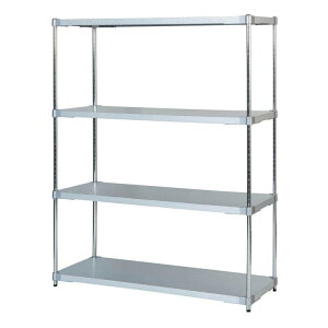 【燕三条製】 PROFACE ガルバリウムソリッドシェルフ4段 460×1200×1500 クロムメッキポール スチールラック スチールシェルフ ラック キッチンラック レンジラック 業務用 業務用ラック(代引不