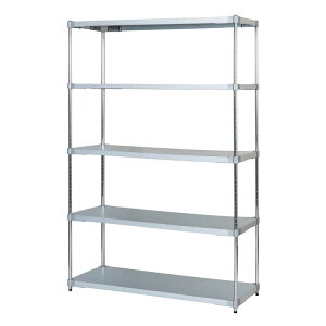 【※法人様限定販売】【燕三条製】 PROFACE ガルバリウムソリッドシェルフ5段 460×600×1800 クロムメッキポール スチールラック スチールシェルフ ラック キッチンラック レンジラック(代引不