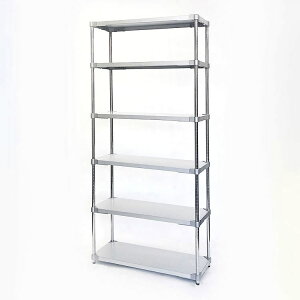 【※法人様限定販売】【燕三条製】 PROFACE ガルバリウムソリッドシェルフ6段 350×900×2100 クロムメッキポール スチールラック スチールシェルフ ラック キッチンラック レンジラック(代引不