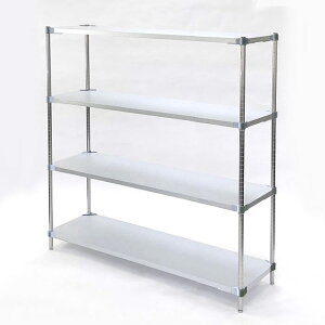 【※法人様限定販売】【燕三条製】 PROFACE ガルバリウムソリッドシェルフ4段 350×1200×1500 クロムメッキポール スチールラック スチールシェルフ ラック キッチンラック レンジラック(代引不