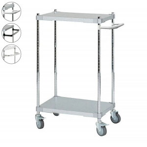 【燕三条製】 PROFACE ガルバリウムソリッドシェルフワゴン2段 460×600×900 クロムメッキポール キャスター付き スチールワゴン キッチンワゴン 業務用 業務用ワゴン(代引不可)【送料無料】