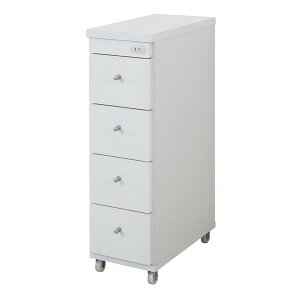 日本製 すき間ワゴン 完成品 白 幅25cm×奥行44cm すきま収納 隙間収納 ワゴン キャスター付き 引き出し 国産 キッチン ランドリー (代引不可)【送料無料】