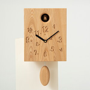 【日本製 カッコー時計 北海道産 タモ材】 カッコー 鳴き声 振り子時計 木製時計 掛け時計 壁掛け 掛時計 壁 時計 とけい クロック ウォッチ 四角 リビング幅20cm 奥行10cm 高さ37cm(代引不可)【