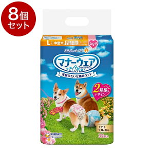 【8個セット】ユニチャーム マナーウェア 女の子用 Lサイズ 32枚x8 中型犬用 犬用おむつ マナーおむつ ペット用 まとめ売り セット売り まとめ買い ケース販売【送料無料】