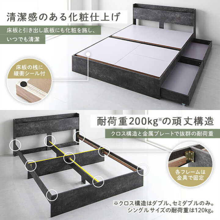 楽天市場】ベッド セミダブル 国産ポケットコイルマットレス付き 