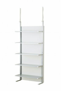 突っ張り間仕切り棚収納ラック5段 幅90cm ホワイト色 つっぱり 薄型 ラダー 壁面収納 リフォーム DIY ウォールディスプレイ 壁面ラック お洒落 オープンラック【送料無料】