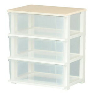 ピット 木製天板 ワイドチェスト 3段 ウッド トップチェスト 衣類収納 衣替え 収納用品 たんす タンス リビング キッチン 洗面所(代引不可)【送料無料】