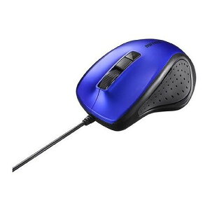 BUFFALO 有線 BlueLED 静音 5ボタンマウス ブルー BSMBU300BL(代引不可)