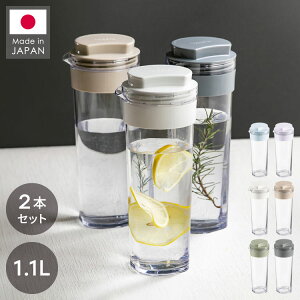 【2本セット】日本製 冷水筒 スリムジャグ 1.1L 冷蔵庫に収まる 横置き 縦置き スリム コンパクト 耐熱 麦茶ポット ピッチャー 水差し ティーポット 熱湯OK 麦茶 冷水ポット 約1L 約1リットル(
