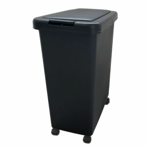 サンコープラスチック 日本製 ゴミ箱 キッチン スリムプッシュ 30L キャスター付き ブラック(代引不可)【送料無料】