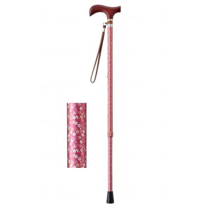 ウェルファン 夢ライフステッキ 柄杖伸縮型(スリムタイプ) 小花Xちりめん 009714(代引不可)【送料無料】