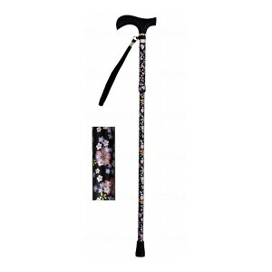 ウェルファン 夢ライフステッキ 柄杖折りたたみ伸縮型 桜ブラック ギフトボックス仕様 009715(代引不可)【送料無料】