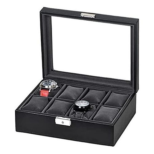 激安直営店 ブラック・グレー SE83521BK 合皮8本時計収納ケース 収納ボックス・ケース