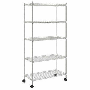 vidaXL 324629 vidaXL 5-Tier Storage Shelf with Wheels 75x35x155 cm Chrome 250 kg rWlX&HƗp HƗp[ Ɩp[Iyz
