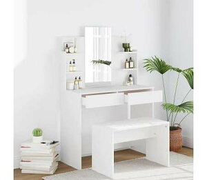 vidaXL ドレッシングテーブル ミラー付き ホワイト 96x40x142cm家具 キャビネット&収納 洗面・化粧台ユニット 寝室用化粧用テーブル(代引不可)