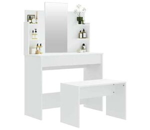 vidaXL ドレッシングテーブルセット ホワイト 96x40x142cm家具 キャビネット&収納 洗面・化粧台ユニット 寝室用化粧用テーブル(代引不可)