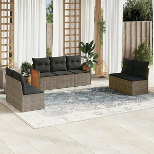 vidaXL �K�[�f���\�t�@7�_�Z�b�g �N�b�V�����t�� �O���[ �|�����^���Ƌ� �A�E�g�h�A�Ƌ� ���O�Ƌ�Z�b�g(����s��)