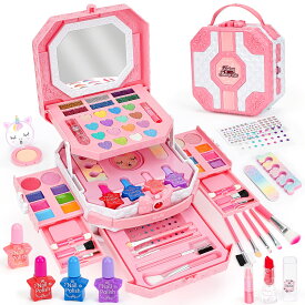メイクセット キッズ 62個 お化粧セット 子供 メイクセット 小学生 メイクセット 女の子 コスメ セット キッズ コスメ メイクセット おもちゃ 子ども 化粧 プリンセス おもちゃ こども メイクセット 安全 水洗い 2色 6～12歳 女の子 誕生日プレゼント クリスマスプレゼント