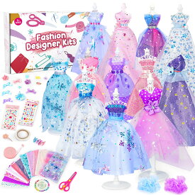 洋服デザインキット 人形 服 手作り 手芸キット メイキングトイ 女の子 DIY 手作りキット 子供のお誕生日プレゼント 裁縫 おもちゃ 小学生 子ども向けの手芸キット 型紙 生地 レース ドール用服 おままごとおもちゃ 女の子 ハンドメイド 子供 女の子 お誕生日 プレゼント