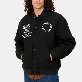 【今だけ最大27%OFFセール】カートハートWIP カートハート ダブリューアイピー carhartt WIP スタジャンワーク バーシティ― ボンバー WORK VARSITY BOMBER I032435 ブラック 黒【メンズ レディース】【スタジャン 刺繍 ストリート ダンス ダンサー HIPHOP 大きいサイズ】