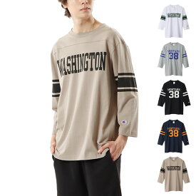 【今だけ最大54%OFFセール】チャンピオン Champion Tシャツ ロングスリーブTシャツ 七分袖 3/4 フットボールシャツ メンズ カレッジプリント カレッジロゴ チームプリント 古着風 ビンテージ風 カジュアル ストリート アメカジ C3-X415【サステナブル素材】