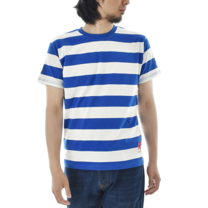 楽天市場 ボーダー Tシャツ ジャスト エンブロイダリー ワイドボーダー 半袖tシャツ メンズ レディース カットソー トップス ボーダー 太ボーダー 刺繍 おしゃれ ストリートウェア ストリート系 カジュアル 白 青 黒 紺 S M L レイダース