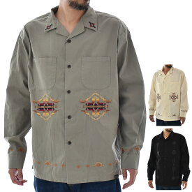 ペンドルトン PENDLETON 長袖シャツ エンブロイダリー オープンカラー ポケット 長袖シャツ 4475-7006【メンズ レディース 男女兼用 ユニセックス】【 開襟 刺繍 ボックスシルエット M L ネイティブ柄 ネイティブアメリカン Beacon Rock Four Corners Harding】
