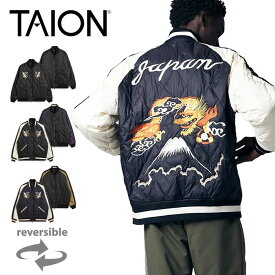 【今だけ10%OFFセール】タイオン TAION ジャパンスペシャル リバーシブル スカジャン ダウンジャケット TAION-JK04JS-N1【メンズ L XL 大きいサイズ アウター ジャケット スーベニアジャケット ライトダウン 暖かい 軽量 防寒 刺繍 龍 鷹 富士 アメカジ ビンテージ風】