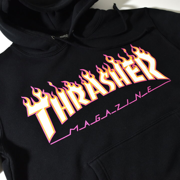 楽天市場 15 Offセール スラッシャー Thrasher パーカー ロゴ ピンク アウトライン フレイムロゴ フーディー スウェット プルオーバー 長袖 裏起毛 メンズ レディース ブランド フレイム 炎 ブラック 黒 ホワイト 白 Flame Pink Outline Hoodie Th スラッシャー